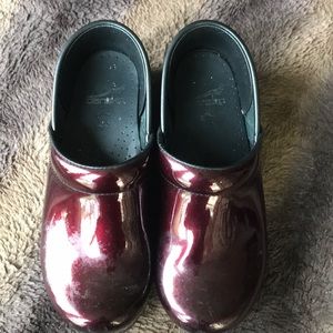 Red Patent Dansko Clogs 38